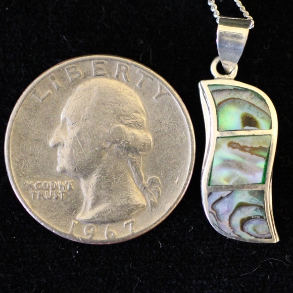 Sterling Silver 925 Abalone Pendant Chain - Picture 5 of 8